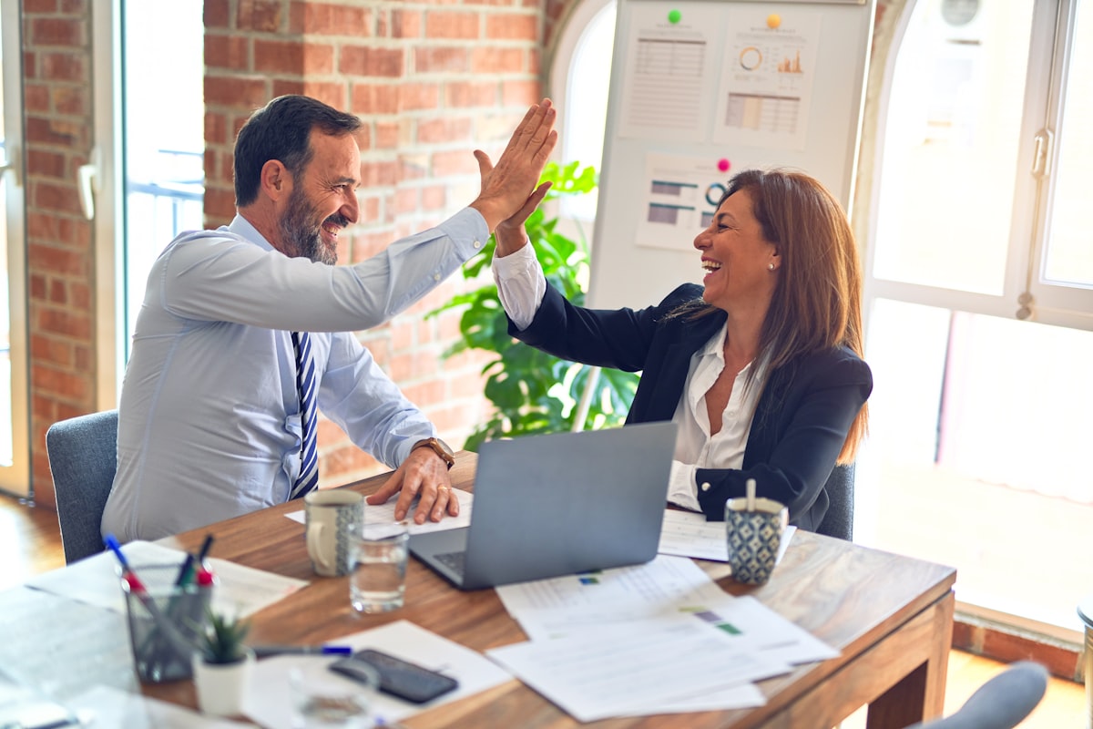 Bankers welcoming a client